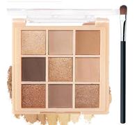 9-Color Eyeshadow Palette - Highly Pigmented Matte & Shimmer Nude Brown Shades Long-Lasting Waterproof, Easy to Blend, Ideal for Smoky Everyday Neutral Eye Makeup