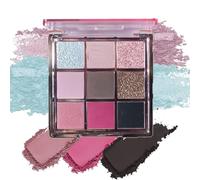 9-Color Eyeshadow Palette - Highly Pigmented Soft Pink Matte & Shimmer Shades with Glitter, Waterproof Long-Lasting Formula, Blendable Texture for Bold, Soft, or Smokey Eye Makeup Looks (Pink)
