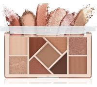 9-Color Eyeshadow Palette With Matte Shimmer Glitter Finishes - Neutral Warm Tones For Natural Smoky Eye Looks On All Skin Tones, Versatile Geometric Mosaic Design, Rose Gold Casing