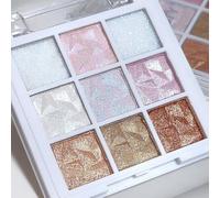 9-Color Glitter Eyeshadow Palette for Women - Shimmer Highly Pigmented Waterproof Long-Lasting Shades with Soft Blendable Texture, Multi-Use Compact Travel Size Makeup Palette for Daily (Aurora)