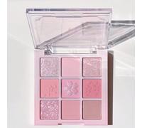 9-Color Glitter Pink Eyeshadow Palette - Long-Lasting Waterproof Formula with Shimmer & Matte Shades, High Pigment, Smudge-Proof, Blendable Texture, Ideal for Natural or Glam Eye Makeup (Pink Flower)