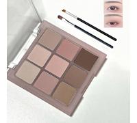 9-Color Matte Eyeshadow Palette for Women, Waterproof Long-Lasting, Highly Pigmented & Blendable Nude to Cool Brown Shades, Hypoallergenic Eye Makeup for Sensitive Eyes & Mature Skin (1PC)