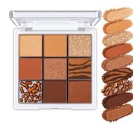 9-Color Neutral Eyeshadow Palette with Shimmer, Matte and Crumbled Finishes for Day to Night Makeup Looks - Highly Pigmented Pressed Powder in Browns, Golds and Chocolate Shades for Warm Skin Tones