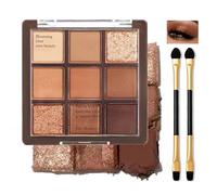 9-Color Neutral to Warm-Toned Matte Shimmer Metallic Eyeshadow Palette with Glitter Hues - Dual-Ended Applicators for Versatile Everyday Eye Makeup Looks, Rich, Long Lasting