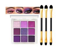 9-Color Smoky Black Eyeshadow Palette - Matte & Shimmer Kit with 3 Dual-Ended Gold Brushes, Waterproof Travel-Friendly Gothic Smokey Eye Makeup Palette for Women (Smoke Purple)