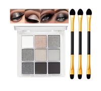9-Color Smoky Black Eyeshadow Palette - Matte & Shimmer Kit with 3 Dual-Ended Gold Brushes, Waterproof Travel-Friendly Gothic Smokey Eye Makeup Palette for Women (Smoky black)