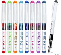 9 Colored Fountain Pens Disposable for Writing EF Nib Multicolor Ink Fine Point Pen Set Calligraphy Pens Smooth Writing Quick Drying Pen Gel Pen for Journaling Sketching Lettering Text Highlighting