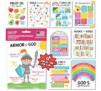9 Colorful Sunday School Decorations For Classroom - Sunday School Posters, Christian Posters, Christian Classroom Decor, Books Of The Bible Poster, 10 Commandments For Kids, Bible Timeline Chart