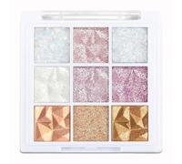 9 Colors Glitter Eyeshadow Palette - Ice-Snow Effect Shimmer Eyeshadow, Highly Pigmented White Pink Silver Gold Eyeshadow - Waterproof, Long Lasting Glitter Eye Shadow Pallets for Women