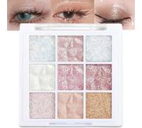 9 Colors Glitter Eyeshadow Palette,Sparkling Eye Shadow for Women,Long-Lasting Eye Shadow Makeup,Cream Texture,Highly Pigmented & Waterproof,Smudge-proof,Gentle and Safe Formula,Easy Application
