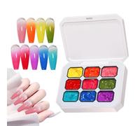 9 Colors Pat Gel Palette, Colorful Gradient Paint Gel for Nails, Long Lasting Nails Painting Palette, DIY Manicure Gradient Drawing Paints, Manicure Art Accessories for Women Girls