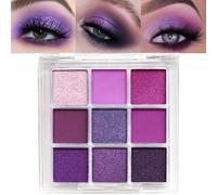 9 Colors Purple Glitter Eyeshadow Palette, Lavender Violet Purple Pink Glitter Metallic Shimmer Sparkly Eye Shadow Palette Makeup for Older Women Blue Eyes, Highly Pigmented Waterproof eyeshadow