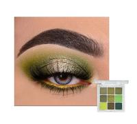 9 Colour Eyeshadow Palette, Shimmer Matte Eye Shadow Smooth Pigmented Shimmering Cool Make-Up Palettes, Green Yellow Waterproof Longlasting Party Makeup Eye Shadow Pallets for Women