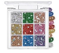 9 Colour Face Hair Body Glitter Palette, Holographic Chunky Sequin Glitter Gel Makeup Set, No Needed Long Lasting Shimmer Sparkle for Women Festival Party Halloween Carnival (01#)