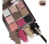 9 Colour Matte Shimmer Glitter Eyeshadow Palette with Silver, Brown, Gold & Pink Shades - Versatile 3x3 Square Powder Palette for Natural to Dramatic Eye Makeup Looks, Long-Lasting Buildable & Velvet