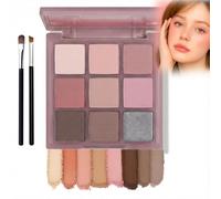 [9-Colour Soft Matte Nude Eyeshadow Palette with Brush in Pink Purple Case] - [Highly Pigmented Long-Lasting Neutral Eye Makeup for Natural Daily Looks and Party Occasions, Suits Soft Tones and Nude