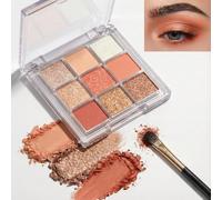 9 Colours Eyeshadow Palette Gilded Champagne Glow - Highly Pigmented Warm Nude Eye Shadow Pallet with Matte Shimmer Glitter Finishes - Waterproof Long Lasting Travel Makeup Gift for Women & Girls