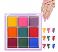 9 Colours Nail Powder Palette,DIY Pastel Chrome Nail Art Set,Nail Art Palette Powder for Women,Nail Ar/t Color Changes Pal/ette Pow/der,DIY Na/il Powd/er Solid,Colorful N/ail Pale/tte Makeup