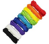 9 Colours x 10 ft Paracord Bracelet Rope Rainbow Color Black and White Parachute 7 Strand Nylon Cord Survival Rope Parachute Cord for Camping Hiking Travelling Braided Bracelet Keychain Lanyard