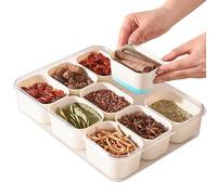 9 Compartment Condiment Box,Kitchen Spices Storage Containers | Condiment Server Box with 9 Compartment and Lid for Anise, Cinnamon, Pepper