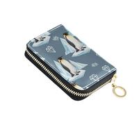 9 Credit Card Slots & 2 Cash Slots Leather Wallet Womens Zip Around Zipper Travel Wallet with Key Ring Vivid Emperor Penguins Glacier