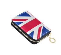 9 Credit Card Slots & 2 Cash Slots Small Wallets for Women Zip Around Zipper Change Purse with Key Ring Great Britain United Kingdom Flag