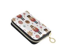 9 Credit Card Slots & 2 Cash Slots Wallet Womens Leather Small Coin Change Purse with Zipper Cute Nutcracker Soldiers Christmas