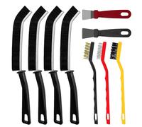 9 Crevice Cleaning Brush Set Tool: 4 Hard Bristle Bathroom Crevice Brushes, 3 Home Kitchen Scrubbing Brush, 2 Scrapers, for Grout Sink Window Groove Tile Groove Gap Cleaning Brushes for Small Spaces