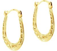 9 ct Yellow Gold Women's Mini Pattern Creole Earrings