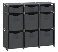 9 Cube Storage Organizer With Bins Included - Closet Storage With 9 Storage Bins - Easy To Assemble Storage Unit With Drawers - Closet Organization For Clothes, Bedroom, Nursery, & Toys (Dark Grey)