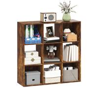 9 Cube Storage Unit Bookcase Bookshelf Rustic Brown Display Shelf Organiser Home