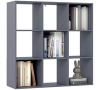 9-Cube Storage Unit Grey 91x29.5x91cm Particle Board Open Shelves with anti-tip