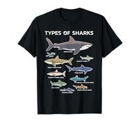 9 different shark educational colorful sea English T-Shirt