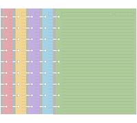 9-Disc Discbound 5 Colorful Line Paper Pre-punched Happy Planners Inserts, 100Sheets/200Pages Classic Size Line Loose-Leaf Paper, Per Color 20 Sheets, 7" x 9.25"