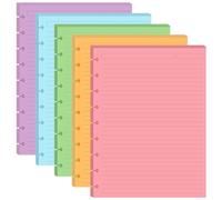 9-Disc Discbound 5 Colorful Line Paper Pre-punched Happy Planners Inserts, 100Sheets/200Pages Classic Size Line Loose-Leaf Paper, Per Color 20 Sheets, 7" x 9.25"