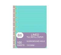 9 Discbound Lined Colorful Refills Paper, 100 Sheets (200 Pages), 9 Disc Pre-Punched Happy Planner Inserts, Loose Leaf, 5-Color Refills Paper, Classic Size, 7 x 9.25 Inch