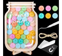 9" DIY Name 45 Tokens Smiley Face Magnetic Reward Jar with Bookmark Gifts for Classroom Teacher Kids Potty Training Chore Chart Toddler Good Behavior Management Tools Back to School RWJ-03-SMILEY-M
