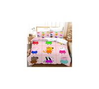 (9, Double) Kids Cartoon 3D Peppa Pig Duvet Cover Pillowcase Single Double Bedding Set Gift