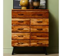 9-Drawer Acacia Chest, Natural Solid Acacia Wood Storage Chest with Black Metal Legs, Multi-Drawer Dresser Interiors by Premier Natural One Size