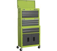 615 x 295 x 1295mm GREEN 9 Drawer Topchest Rollcab Combination Tool Chest Unit