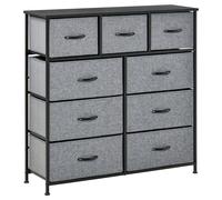 9-Drawer Tall Linen Storage Chest Black & Grey 100x30x100cm Steel MDF Narrow Top