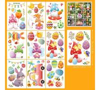 9 Easter-Themed For Window Stickers for Glass with Bunny Egg Butterfly and Flower Patterns in Antistatic PVC Film