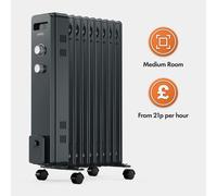 VonHaus Oil Filled Radiator 9 Fin, Oil Heater Portable Electric Free Standing
