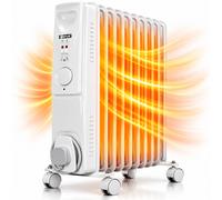 9 Fin Portable Oil Filled Radiator Electric Heater Thermostat 2000W Home Office