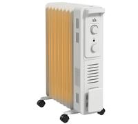 HOMCOM 2000W Quiet Oil Filled Radiator, 9 Fin Energy Efficient Portable Electric Heater with 3 Heat Settings, Adjustable Thermostat, Safety Tip Over, Overheat Protection, for Home, White
