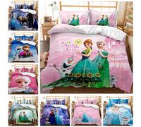 (9# Frozen Duvet Cover Set, UK KING 220x240cm) Disney Frozen Elsa 3D Quilt Duvet Cover Pillowcase Bedding Set Single DoubleKING