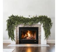 9 FT Artificial Cedar Garlands,2.7M Real Touch Winter Cedar Pine Garland,Artificial Green Faux Cedar Pine Garland for Fireplace Mantle Fireplace Indoor Outdoor Holiday Party Home Decoration (1, 9FT)