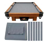 9 ft Green Pool Table Cloth with 6 Pre-Cut Strips, Worsted Blend Billiard Felt for American Nine-Ball Tables (Grey)
