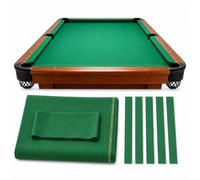 9 ft Green Pool Table Cloth with 6 Pre-Cut Strips, Worsted Blend Billiard Felt for American Nine-Ball Tables, Red