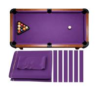 9 ft Green Pool Table Cloth with 6 Pre-Cut Strips, Worsted Blend Billiard Felt for American Nine-Ball Tables (Purple)